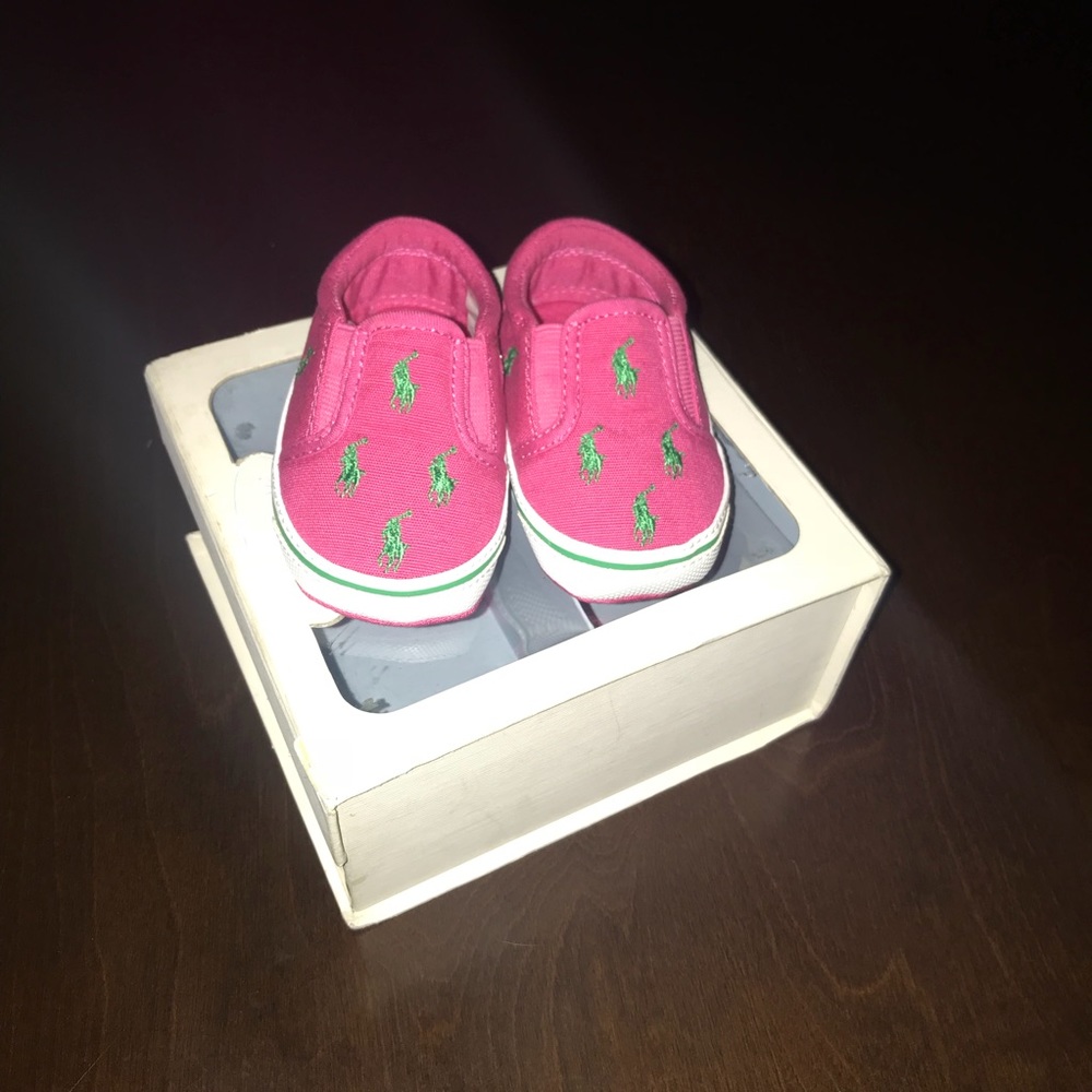 Polo pink canvas baby shoes